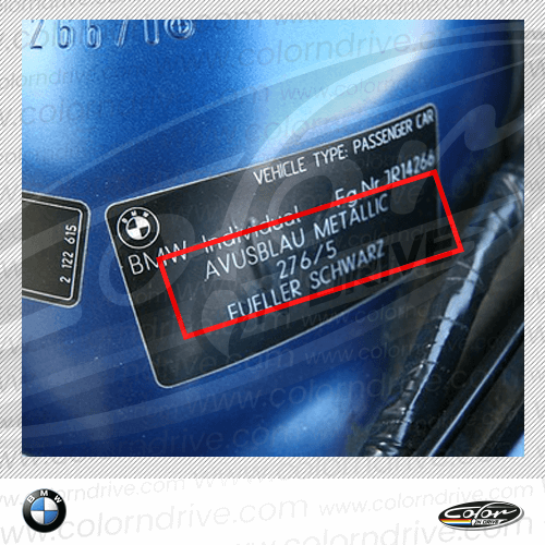BMW Paint Code Label Sample