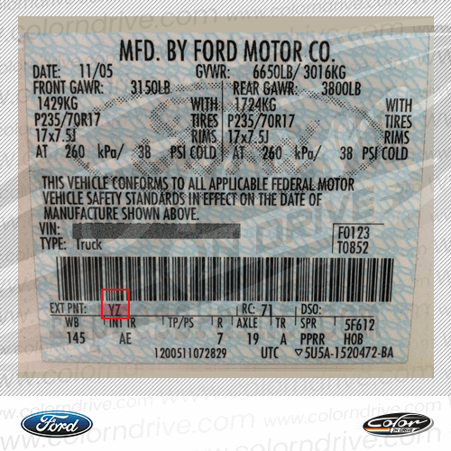 MUSTANG FASTBACK Paint Code Label