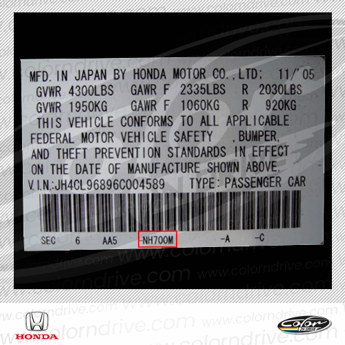 N-ONE Paint Code Label