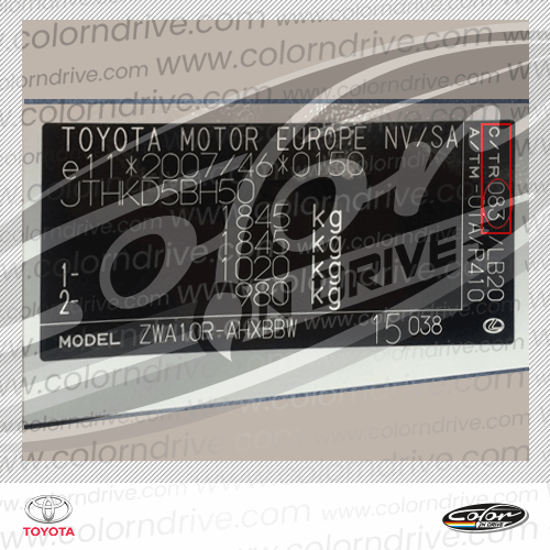 CAMRY Paint Code Label